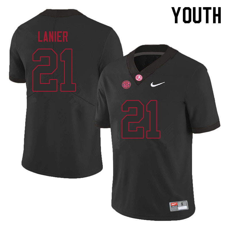 Alabama Crimson Tide Youth Brylan Lanier #21 Black NCAA Nike Authentic Stitched 2021 College Football Jersey EY16M77FX